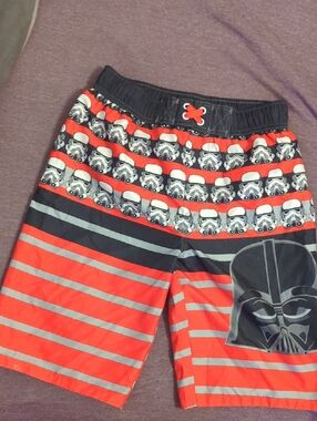 Star Wars Red Black & Gray Stormtrooper and Darth Vader Swim Trunks